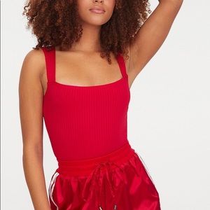 Square Neck Ribbed Bodysuit